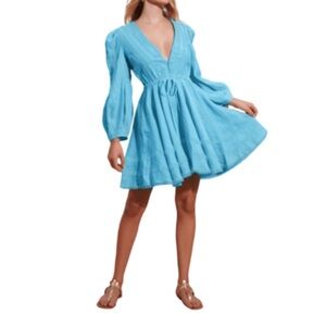 A Mere Co.‎ - Victoria Linen Mini Dress Bright Blue